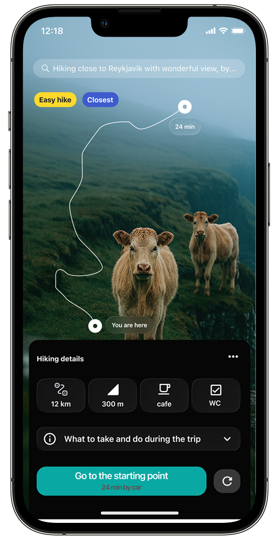 Hiking route mobile interface